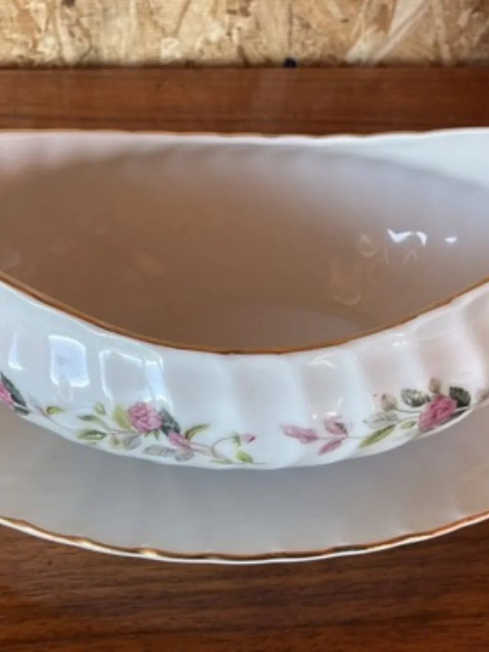 Creative Fine China Japan 2345 Regency Rose Gravy Boat Attached Underplate